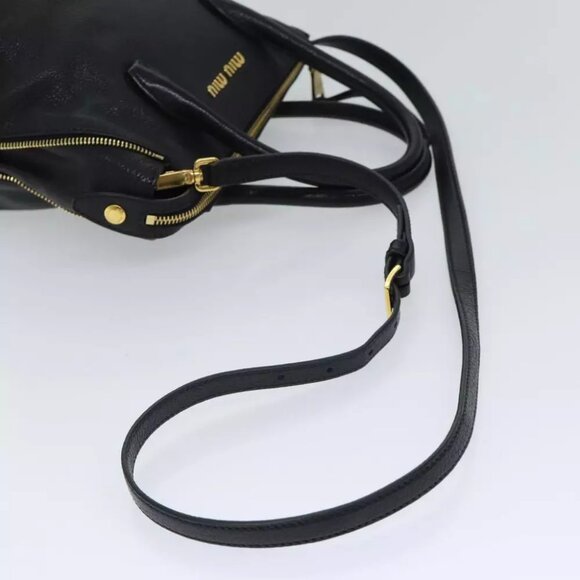 Miu Miu Hand Bag Leather 2way Black - Picture 6 of 11